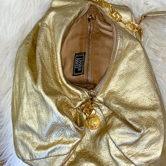 VERSACE LEATHER ONE SHOULDER BACKPACK - GOLD (RARE) main image 8